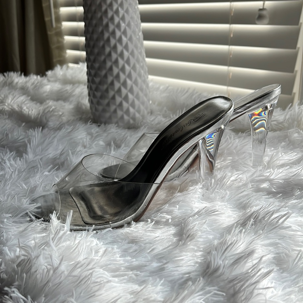 Clear stilettos mules size 10 womens heels